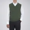 Green V-Neck Cashmere Slipover sold by Turnbull & Asser