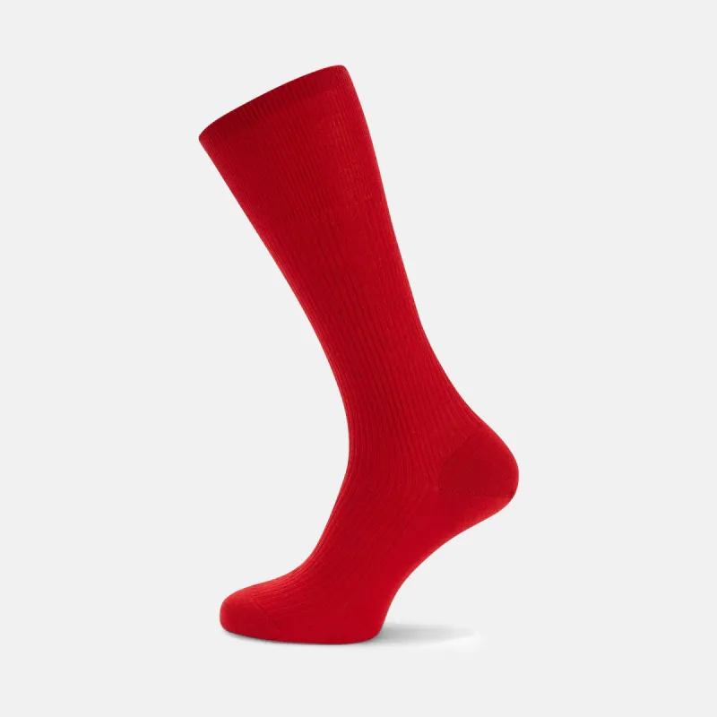 Red Mid-Length Merino Wool Socks sold by Turnbull & Asser
