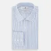 Blue and Navy Double Stripe Mayfair Shirt sold by Turnbull & Asser
