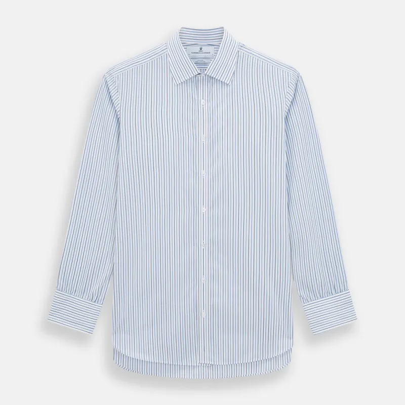 Blue and Navy Double Stripe Mayfair Shirt sold by Turnbull & Asser