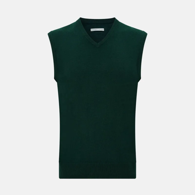 Forest Green V-neck Cashmere Vest sold by Turnbull & Asser