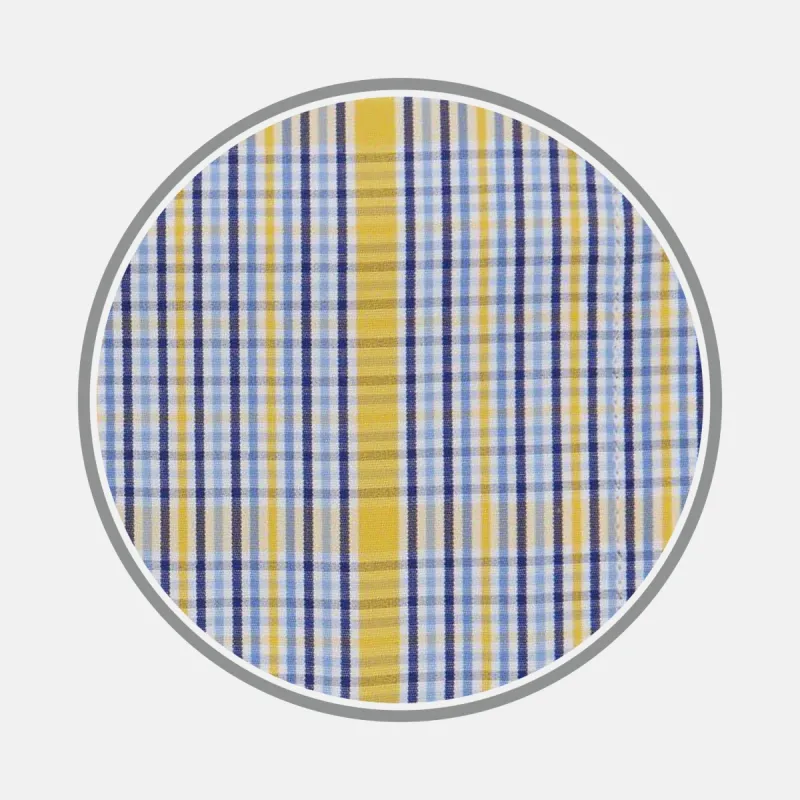 Yellow & Blue Check Cotton Fabric sold by Turnbull & Asser