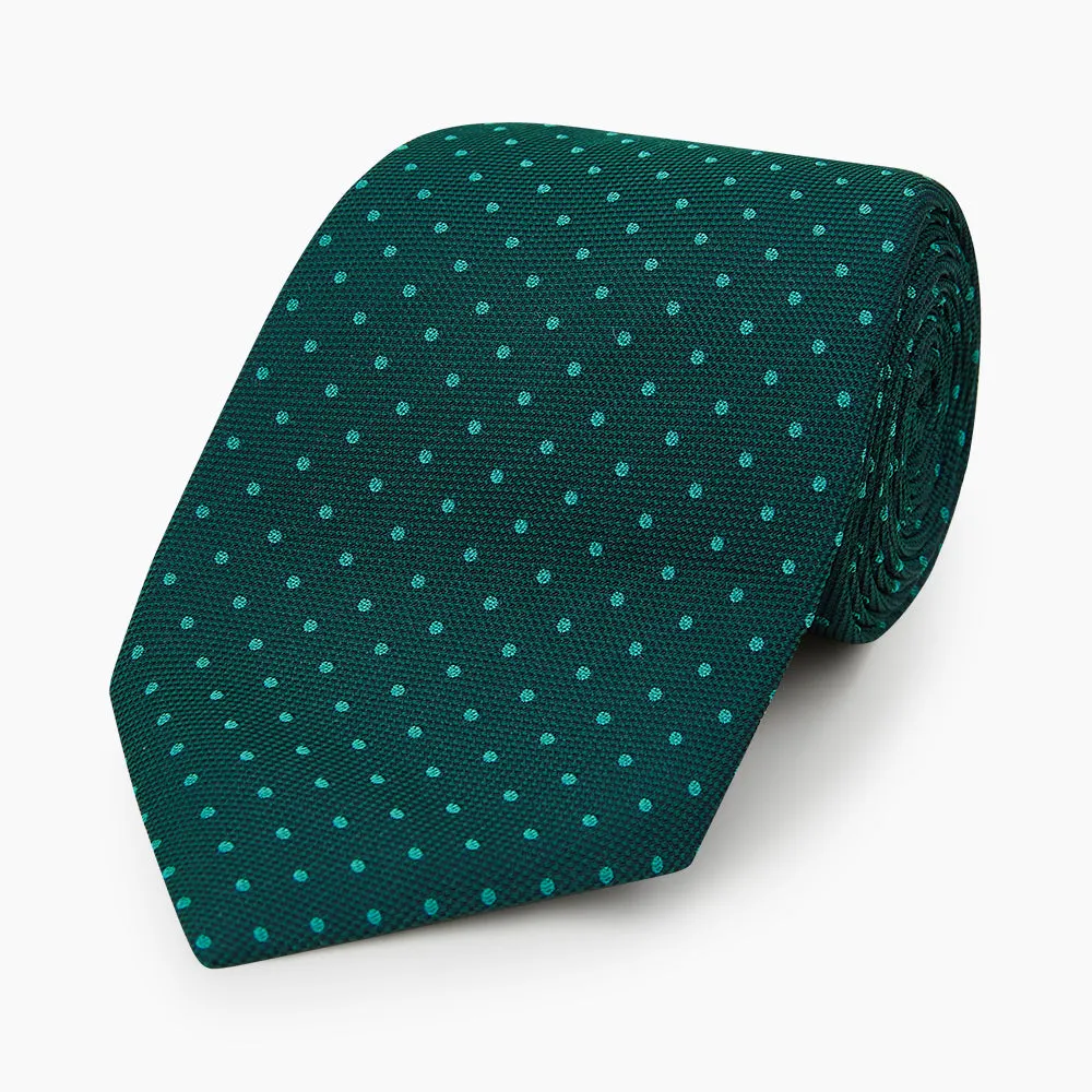 Blue and Forest Green Micro Dot Silk Tie sold by Turnbull & Asser product image thumbnail 5