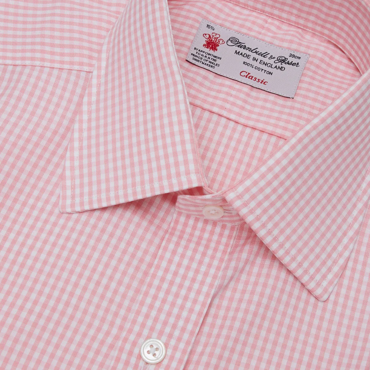 Light Pink Gingham Check Shirt with T&A Collar and 3-Button Cuffs sold by Turnbull & Asser product image thumbnail 5