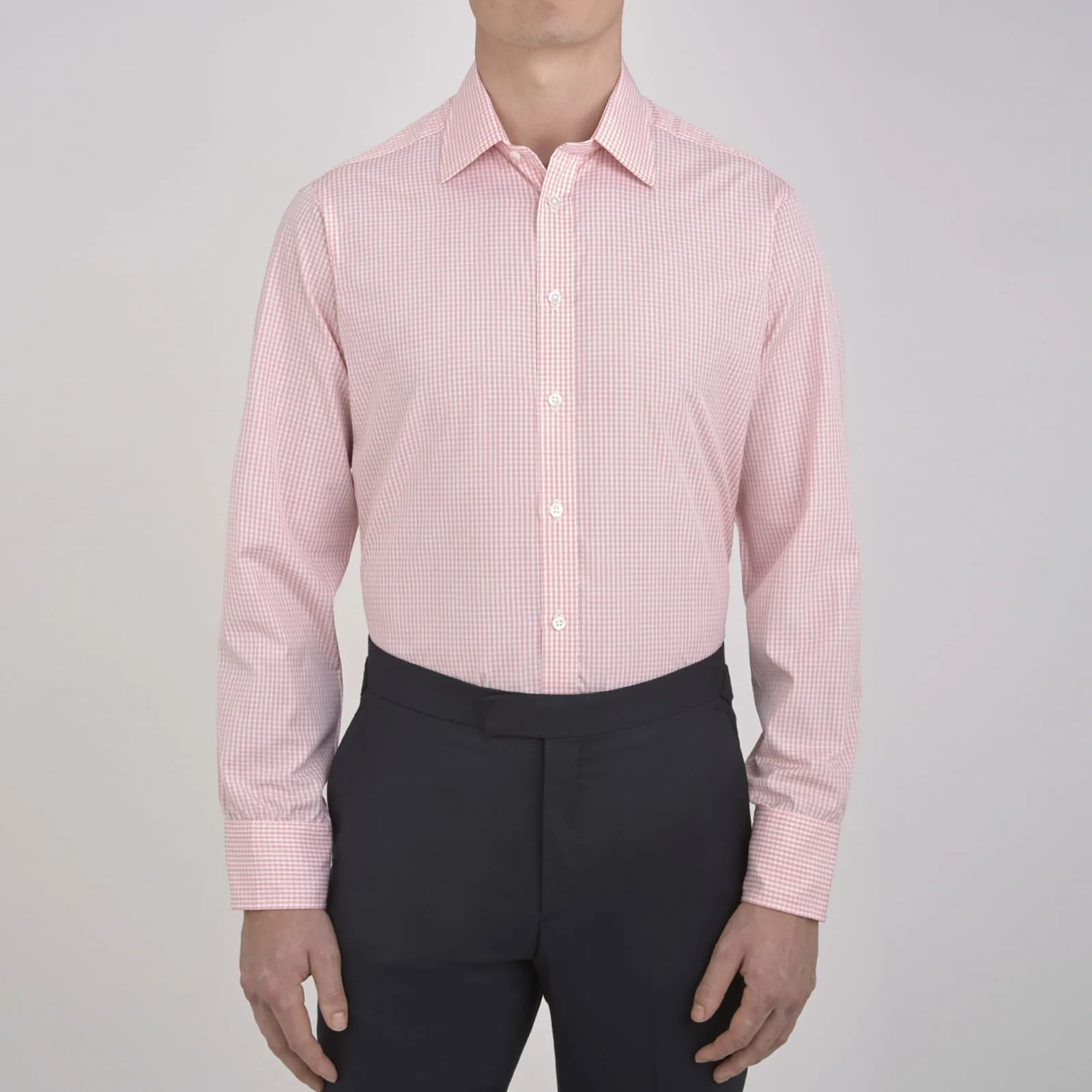 Light Pink Gingham Check Shirt with T&A Collar and 3-Button Cuffs sold by Turnbull & Asser product image thumbnail 2