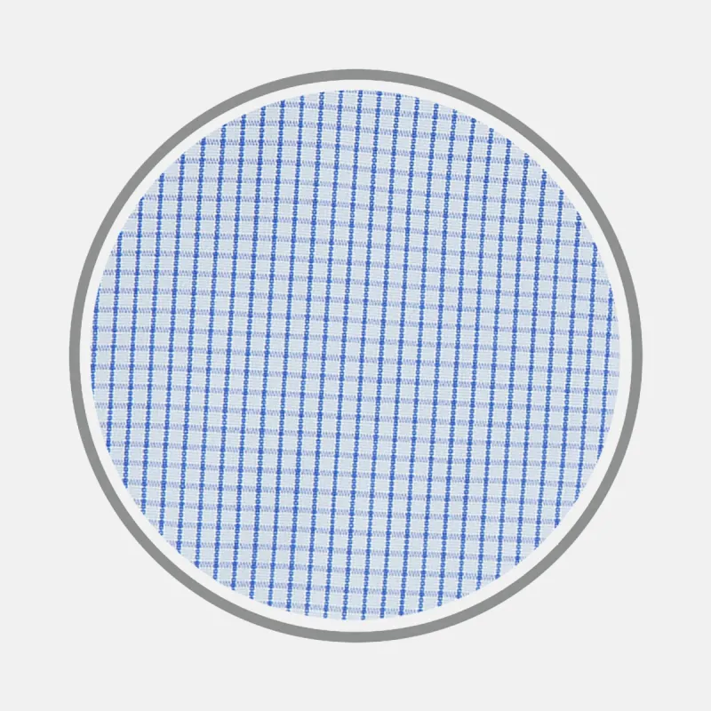 Blue Grid Check Cotton Fabric sold by Turnbull & Asser