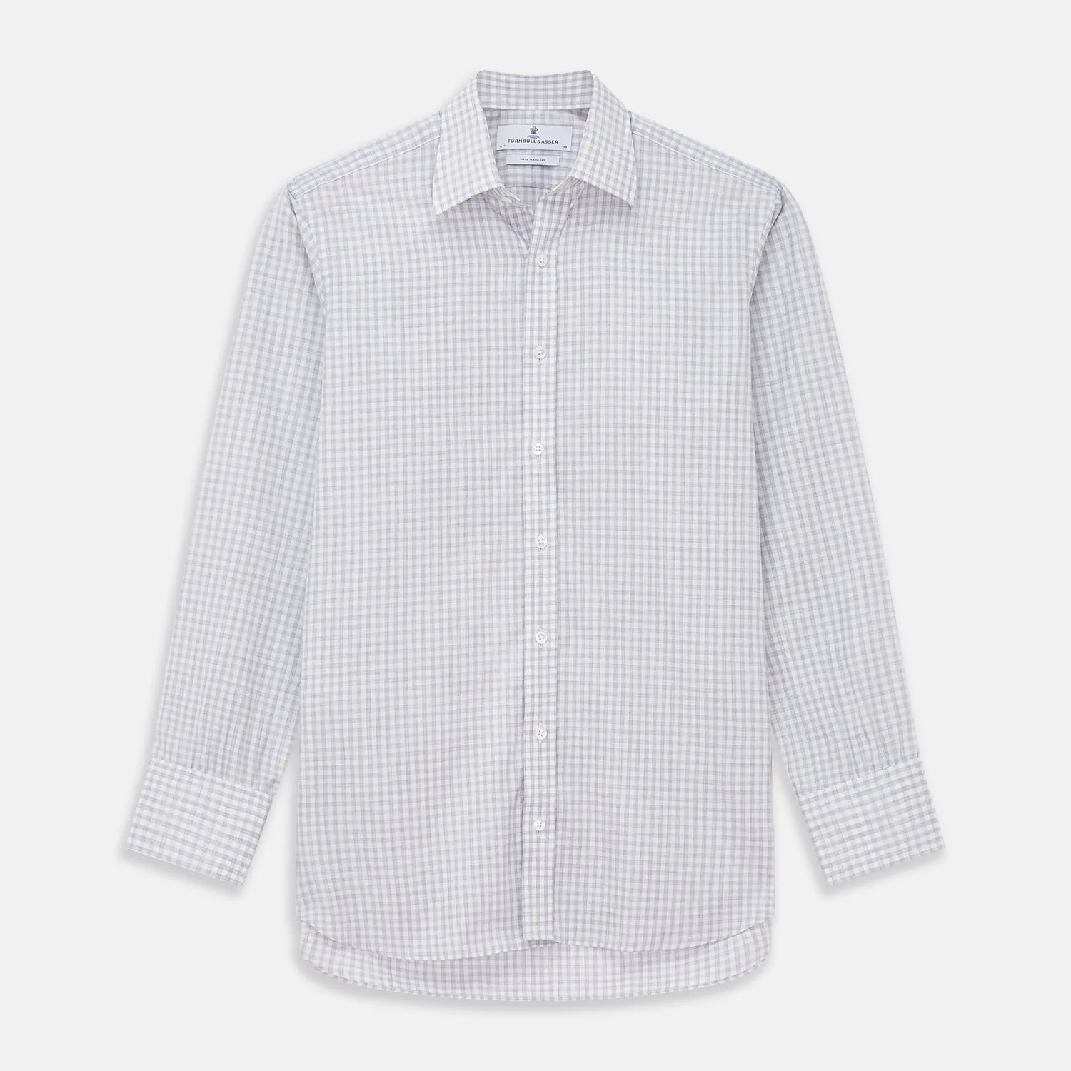 Grey Check Cotton Melange Regular Fit Mayfair Shirt sold by Turnbull & Asser