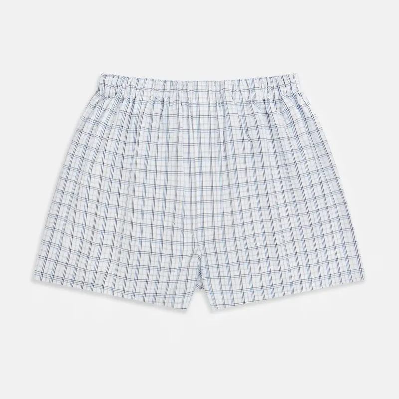 Blue Multi Graph Check Godfrey Boxer Shorts sold by Turnbull & Asser