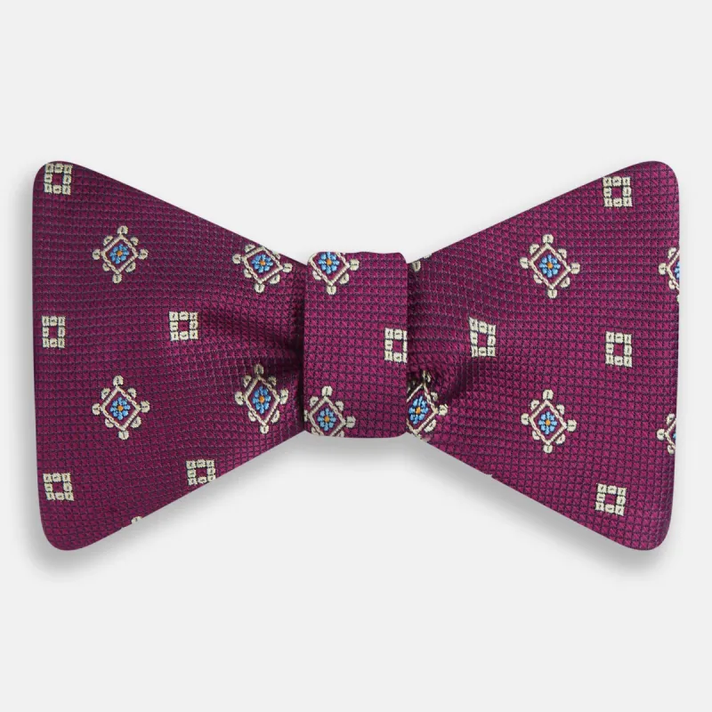 Magenta Motif Silk Bow Tie sold by Turnbull & Asser