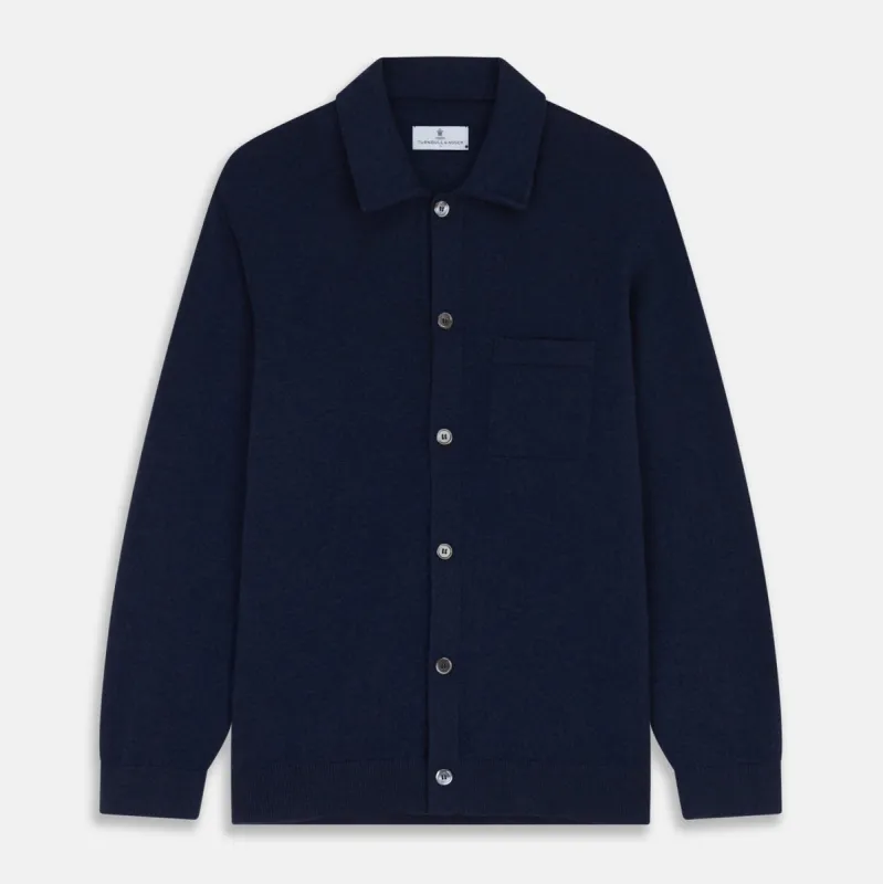Navy Cashmere Duncan Knitted Shirt sold by Turnbull & Asser
