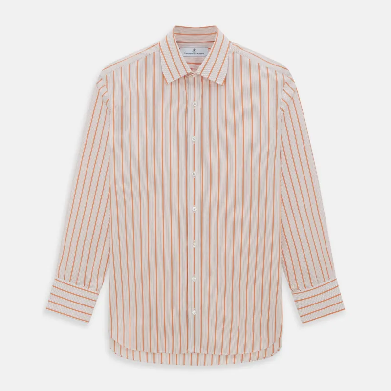 Orange Graph Overlay Check Mayfair Shirt sold by Turnbull & Asser
