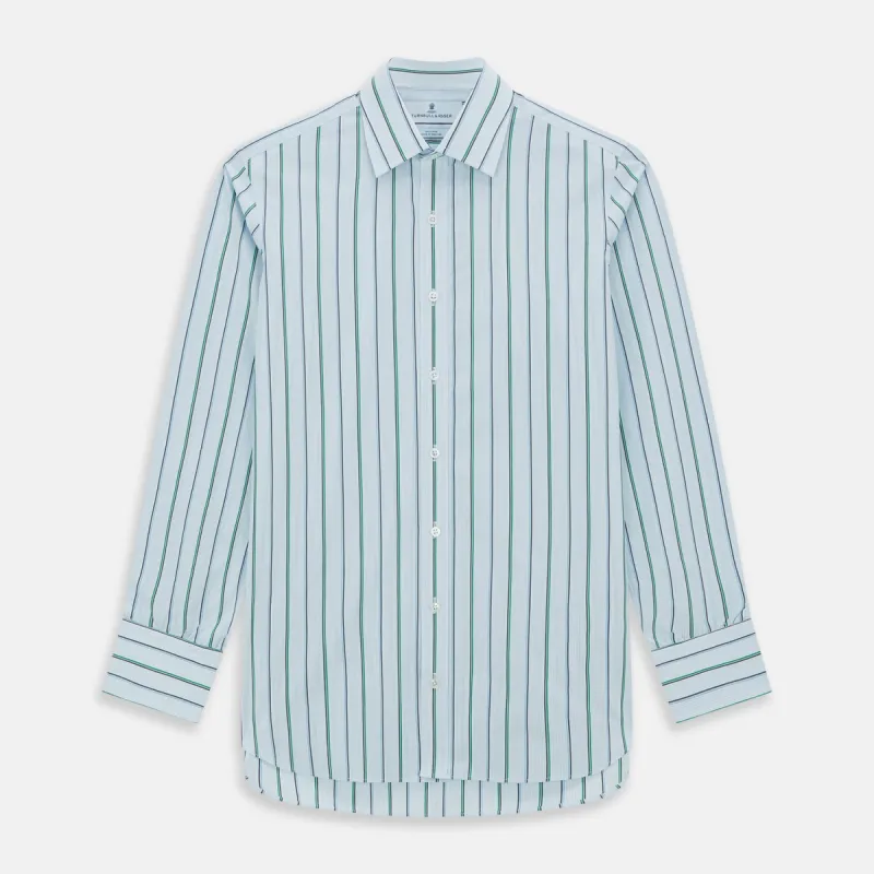 Blue and Green Shadow Stripe Mayfair Shirt sold by Turnbull & Asser