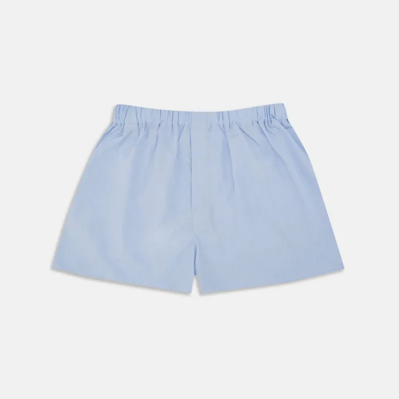 Plain Blue Sea Island Quality Cotton Boxer Shorts sold by Turnbull & Asser