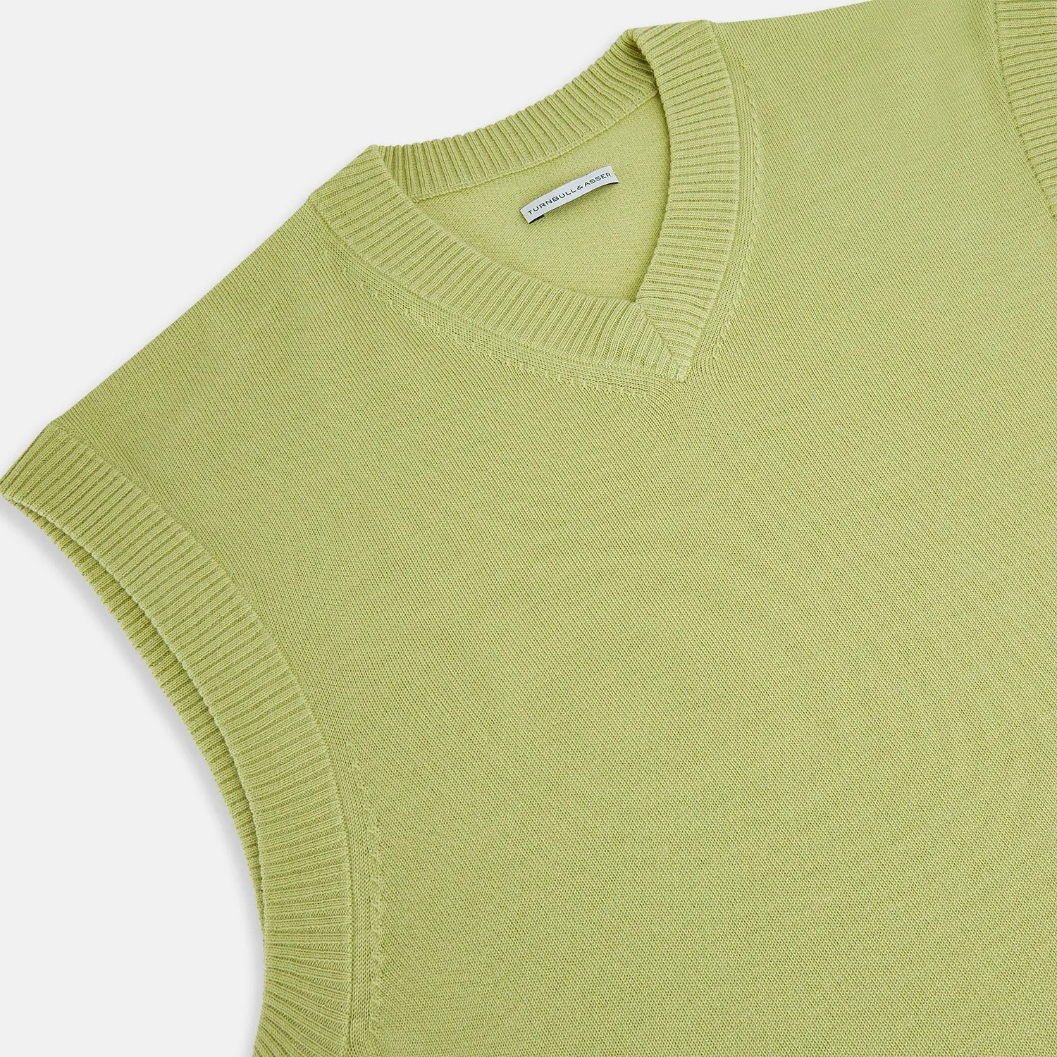 Melon Green Fine Merino V-Neck Vest sold by Turnbull & Asser product image thumbnail 2