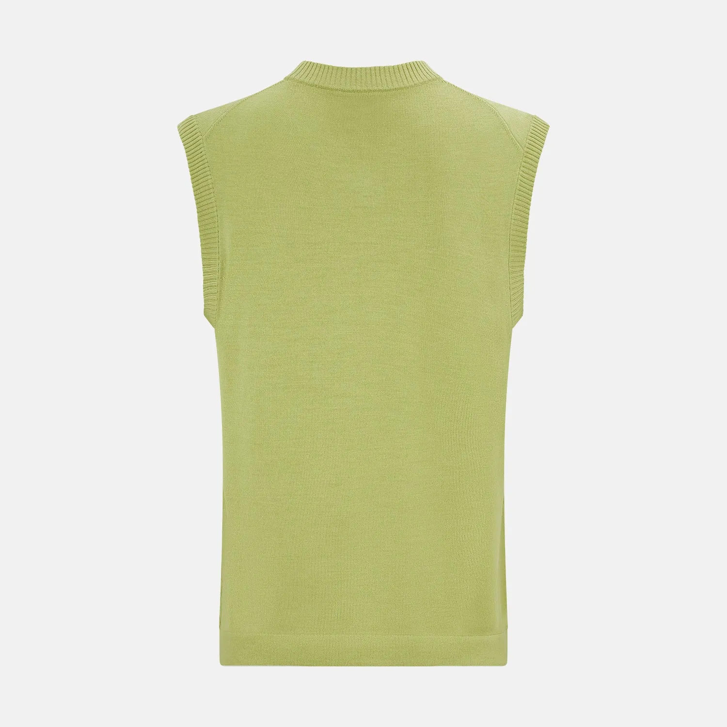 Melon Green Fine Merino V-Neck Vest sold by Turnbull & Asser product image thumbnail 3