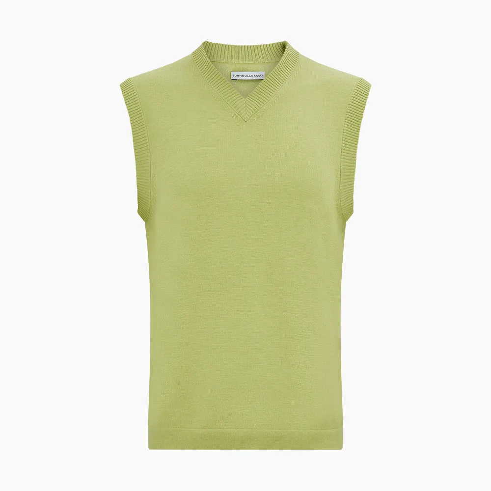 Melon Green Fine Merino V-Neck Vest sold by Turnbull & Asser product image thumbnail 4