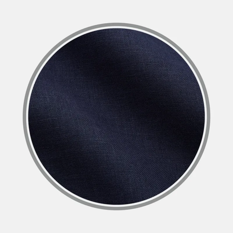 Plain Navy Hemp Cotton Fabric sold by Turnbull & Asser