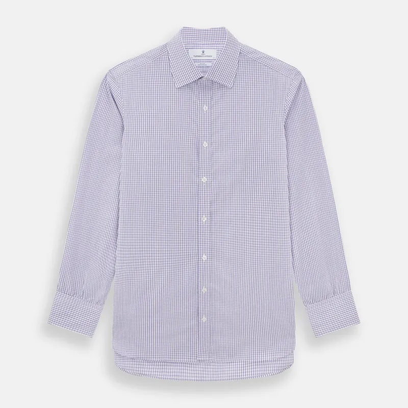 Purple Micro Shadow Check Mayfair Shirt sold by Turnbull & Asser