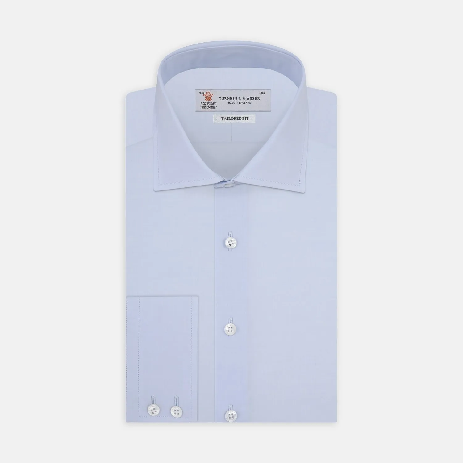Tailored Fit Two-Fold 120 Light Blue Shirt with Kent Collar and 2-Button Cuffs sold by Turnbull & Asser