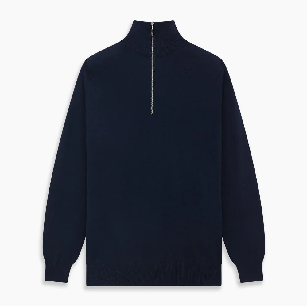 Navy Half-Zip Cashmere Jumper sold by Turnbull & Asser product image thumbnail 5