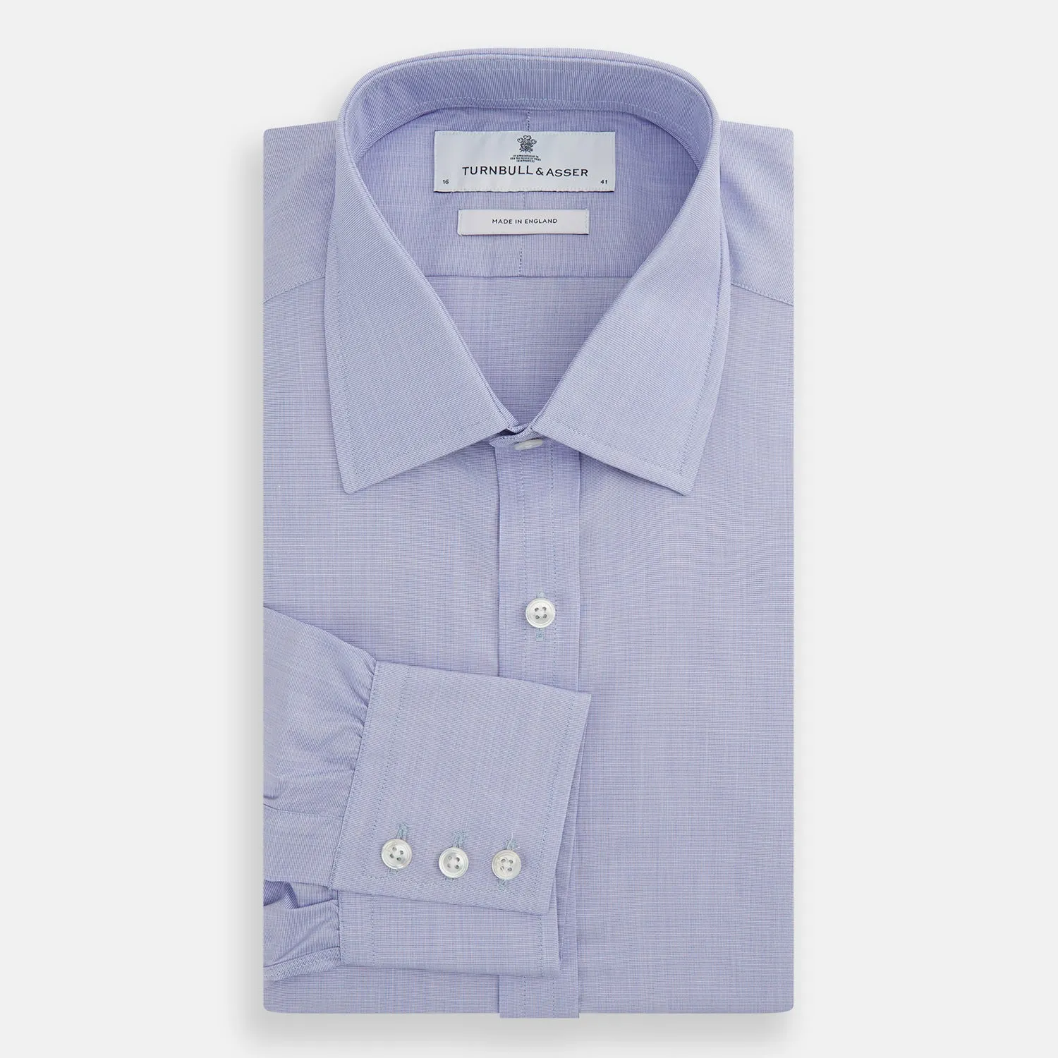 Blue End-on-End Cotton Shirt with T&A Collar and 3-Button Cuffs sold by Turnbull & Asser product image thumbnail 5