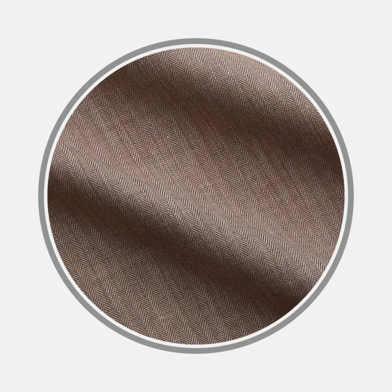 Plain Brown Cotton Melange Fabric sold by Turnbull & Asser