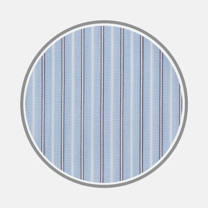 Blue and Navy Multi Stripe Sea Island Quality Cotton Fabric sold by Turnbull & Asser