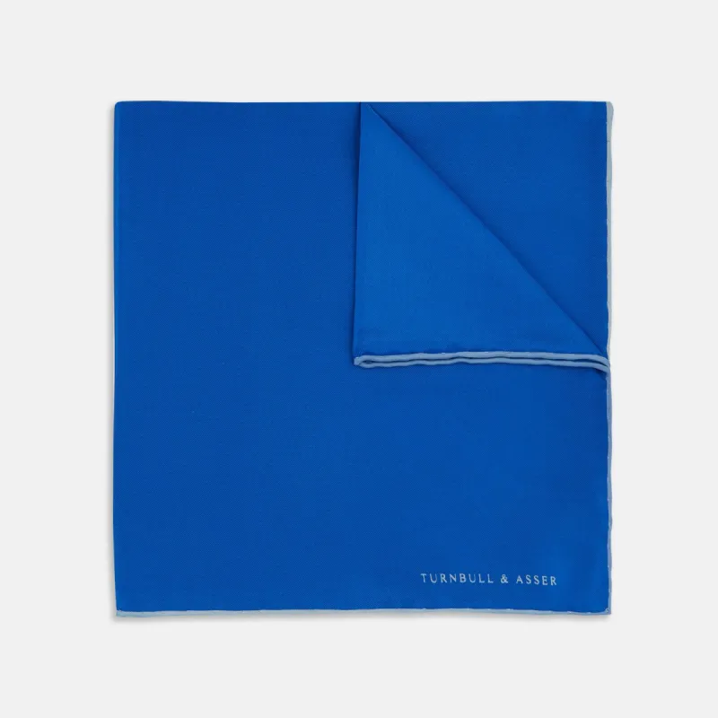 Royal Blue Piped Silk Pocket Square sold by Turnbull & Asser