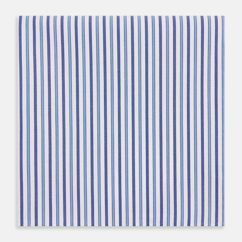 NAVY AND BLUE MULTI STRIPE HANDKERCHIEF sold by Turnbull & Asser
