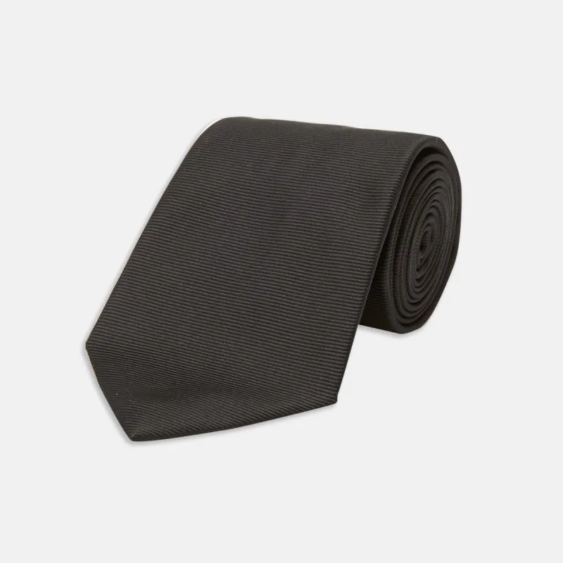 Slim Black Twill Silk Tie sold by Turnbull & Asser