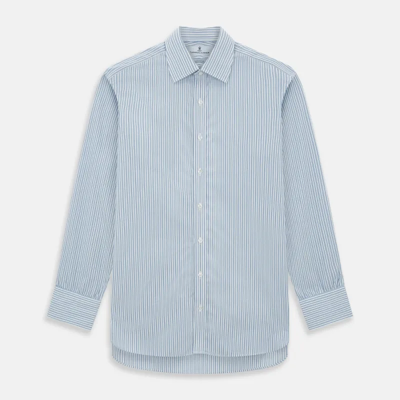Sky Blue Double Stripe Mayfair Shirt sold by Turnbull & Asser