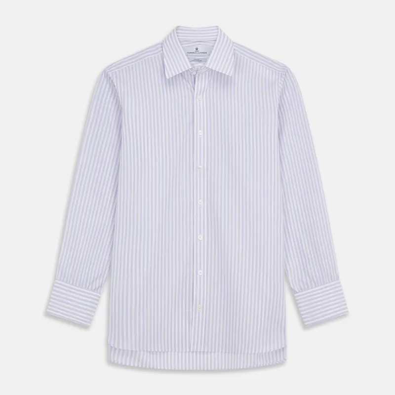 Lilac Stripe Cotton Regular Fit Mayfair Shirt sold by Turnbull & Asser