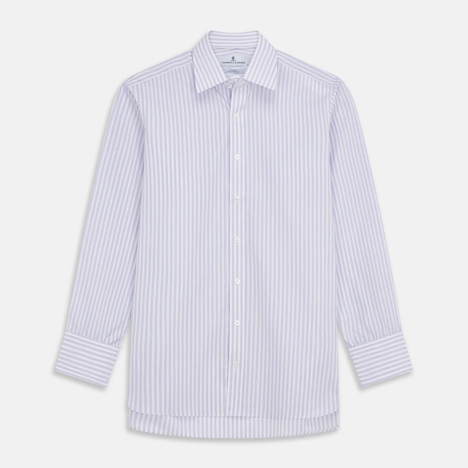 Lilac Stripe Cotton Regular Fit Mayfair Shirt sold by Turnbull & Asser