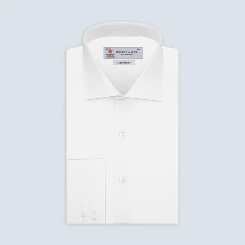 Tailored Fit Two-Fold 120 White Cotton Shirt with Kent Collar and 2-Button Cuffs sold by Turnbull & Asser