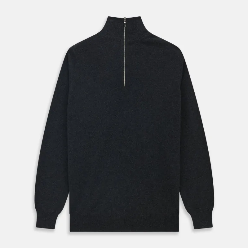 Charcoal Half-Zip Cashmere Jumper sold by Turnbull & Asser