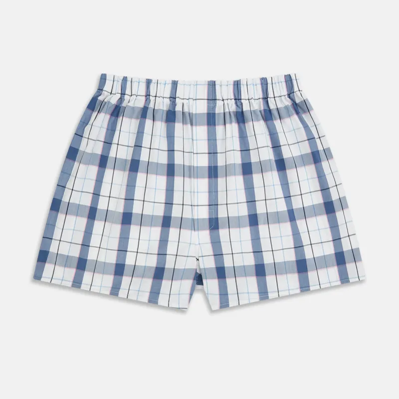 Blue Blazer Check Godfrey Boxer Shorts sold by Turnbull & Asser