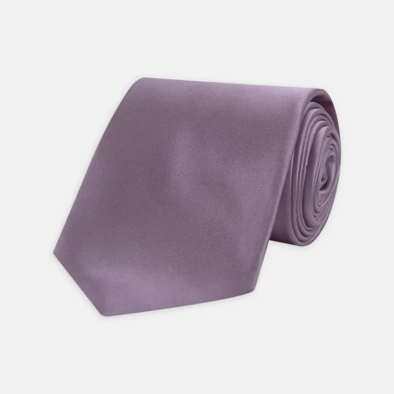 Lilac Plain Satin Silk Tie sold by Turnbull & Asser