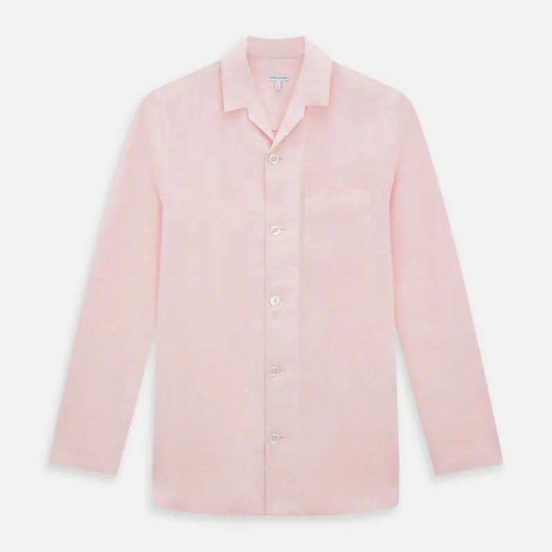 Pale Pink Linen Pyjama Shirt sold by Turnbull & Asser