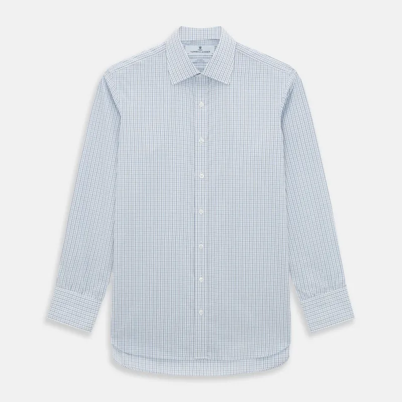 Navy and Blue Multi Check Mayfair Shirt sold by Turnbull & Asser