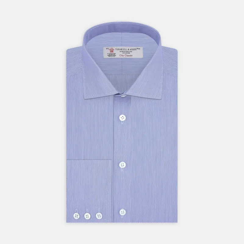 Blue Hairline Stripe Shirt with Regent Collar and 3-Button Cuffs sold by Turnbull & Asser