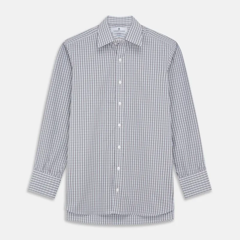 Pale Blue Multi Check Cotton Regular Fit Mayfair Shirt sold by Turnbull & Asser
