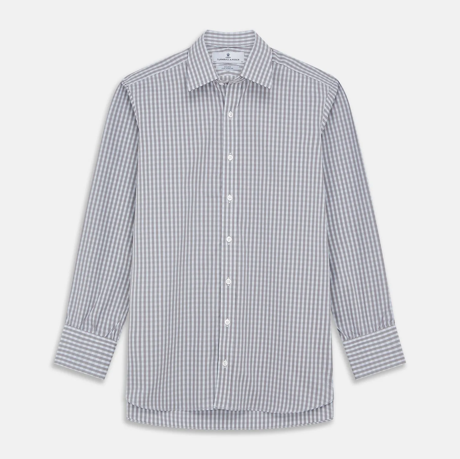 Pale Blue Multi Check Cotton Regular Fit Mayfair Shirt sold by Turnbull & Asser