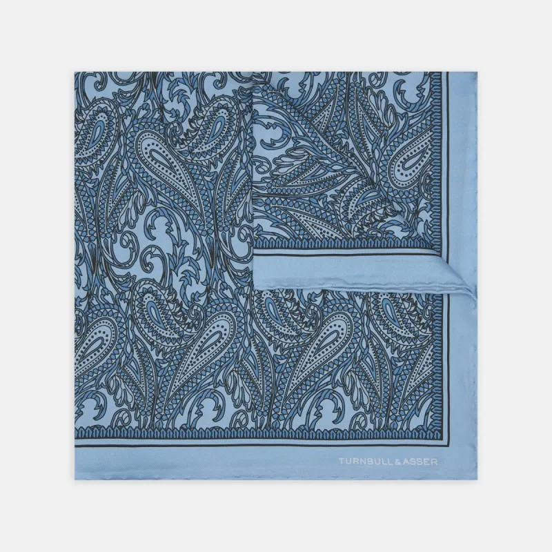 Blue House Paisley Silk Pocket Square sold by Turnbull & Asser