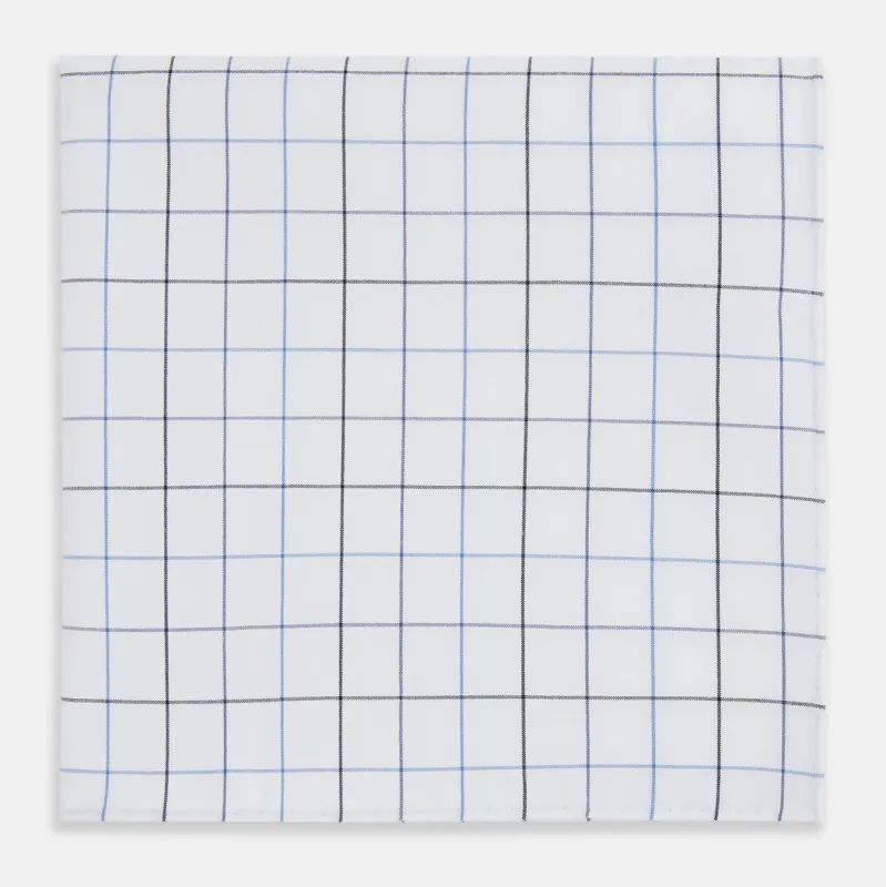 Hand Rolled Blue Grid Check Handkerchief sold by Turnbull & Asser