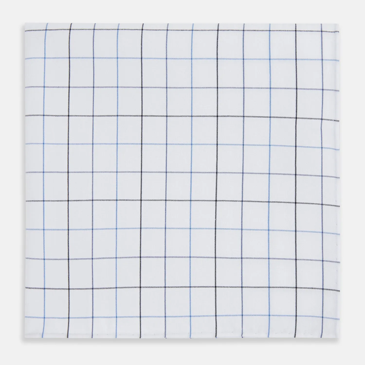 Hand Rolled Blue Grid Check Handkerchief sold by Turnbull & Asser
