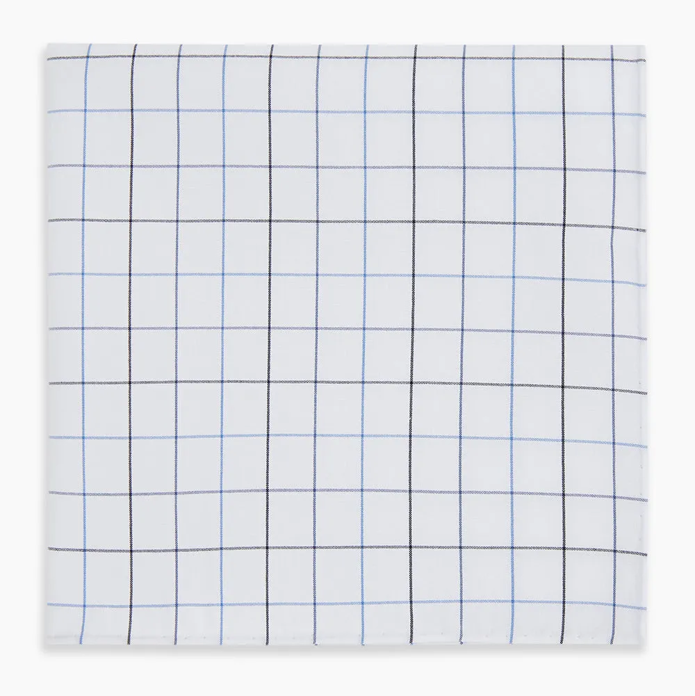Hand Rolled Blue Grid Check Handkerchief sold by Turnbull & Asser product image thumbnail 4