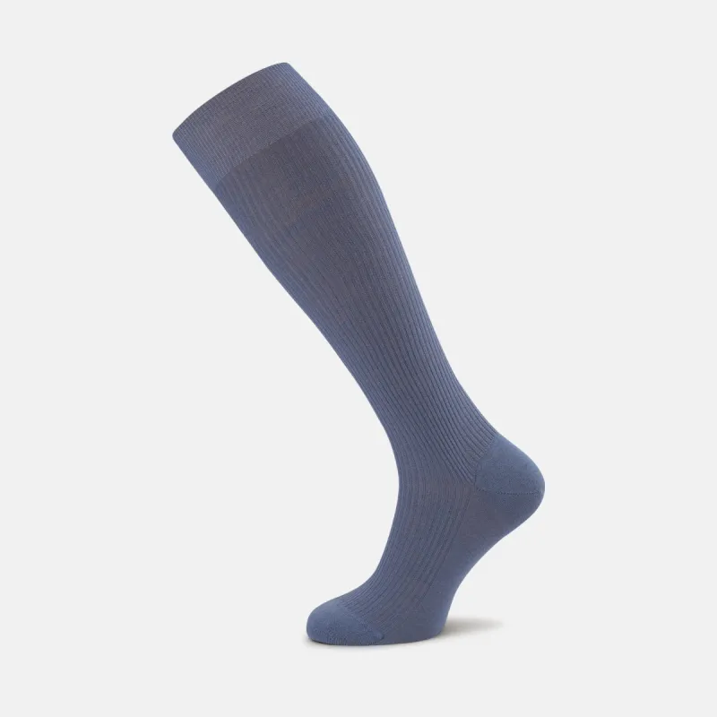 Smoke Grey Long Merino Wool Socks sold by Turnbull & Asser