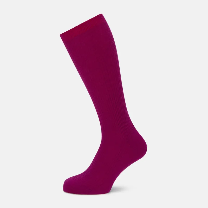 Magenta Mid-Length Merino Socks sold by Turnbull & Asser