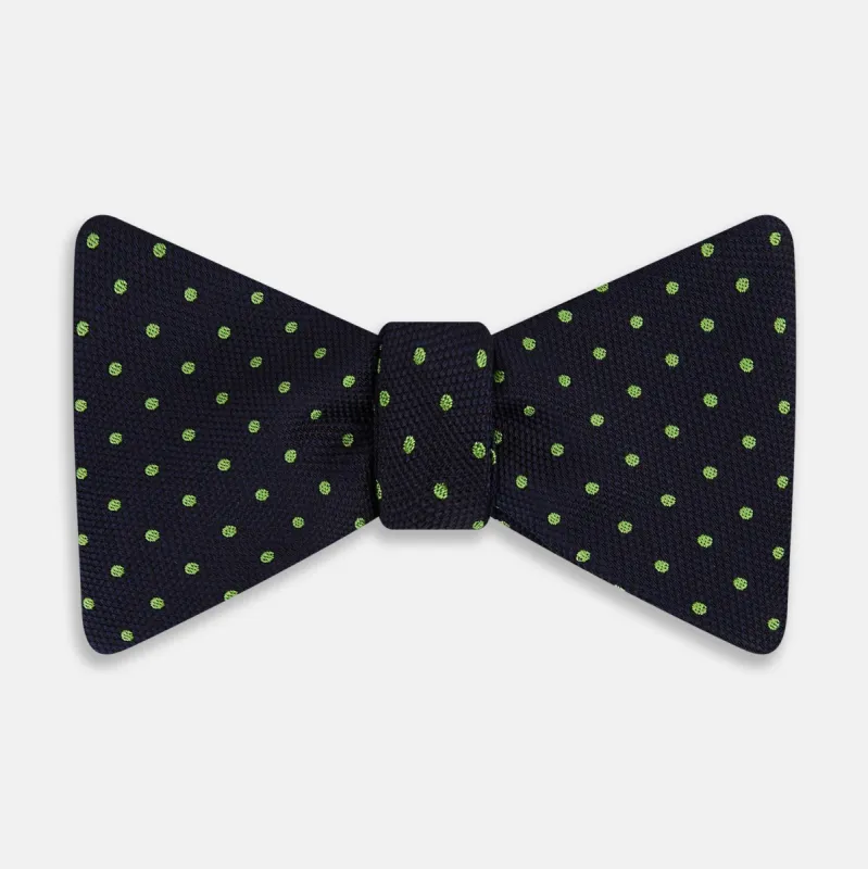 Lime Green and Navy Micro Dot Silk Bow Tie sold by Turnbull & Asser