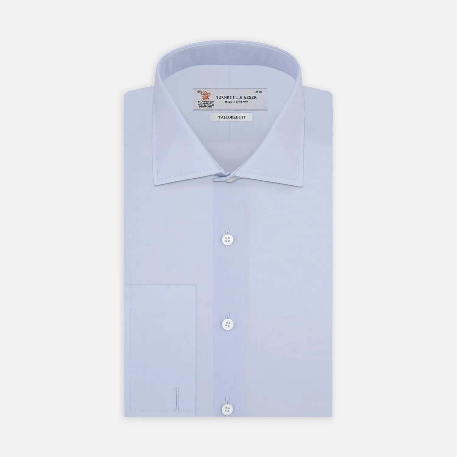 Tailored Fit Two-Fold 120 Light Blue Cotton Shirt with Kent Collar and Double Cuffs sold by Turnbull & Asser